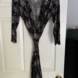 Banana Republic Monochrome Floral Wrap Dress